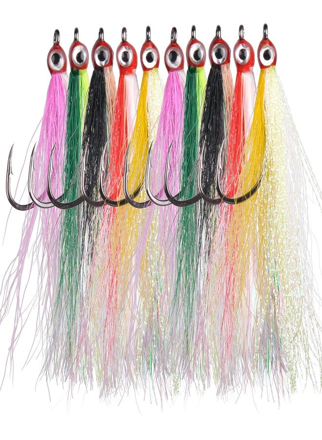 Shaddock Fishing Clouser Minnow Fly Fishing Flies, Streamer Wet Salmon Trout Steelhead Jig Hooks Sea Bass Striper Flounder Fly Fishing Lures Saltwater Freshwater, Mixed Colors, 10pcs - Image 1